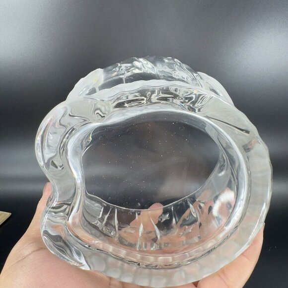 Gorham Holiday Traditions Crystal Glass Clear Santa Treat Jar Frosted Germany - Picture 7 of 13